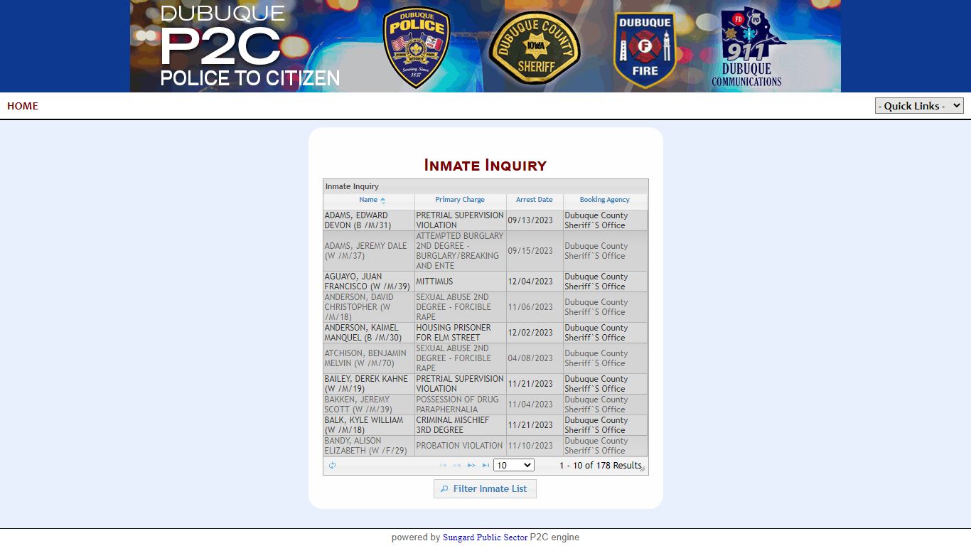 Dubuque Law Enforcement Center P2C - provided by OSSI