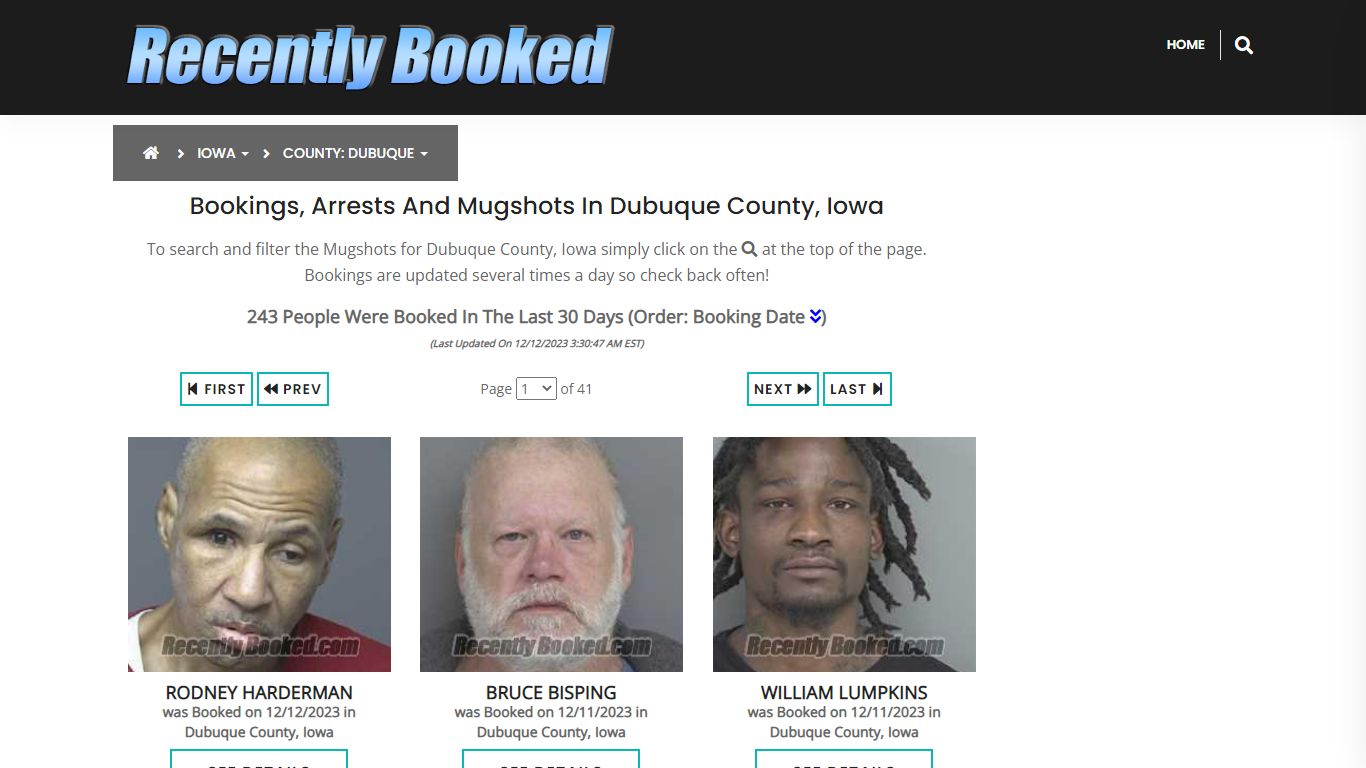 Recent bookings, Arrests, Mugshots in Dubuque County, Iowa
